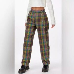The Ragged Priest Doofus multicolor check pants with chain